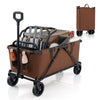 Collapsible Foldable Wagon Cart with Adjustable Handlebar-Coffee