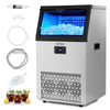 Commercial Ice Maker with 16 kg Storage Capacity and Adjustable Ice Cube Thickness-Silver