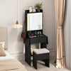 Compact Makeup Dressing Table with Visible Glass Top and Power Outlets-Black
