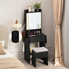 Compact Makeup Dressing Table with Visible Glass Top and Power Outlets-Black