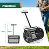 Compost Spreader 61cm Peat Moss Spreader Roller with Height-adjustable T-shape Handle-Black