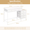 Computer Desk with 5 Drawers and Side File Cabinet-White