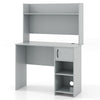 Computer Desk with Hutch and 2 Open Shelves-Grey