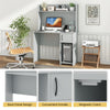Computer Desk with Hutch and 2 Open Shelves-Grey