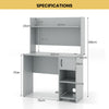 Computer Desk with Hutch and 2 Open Shelves-Grey