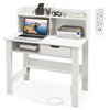Computer Desk with Power Outlets and USB Port and Type-C-White