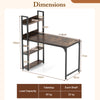 Computer Desk with Power Strip 120 CM Study Writing Desk with Bookshelf-Rustic Brown