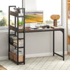 Computer Desk with Power Strip 120 CM Study Writing Desk with Bookshelf-Rustic Brown