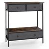 Console Table Industrial Entryway Table with 3 Fabric Drawers-Rustic Brown