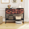 Console Table with 4 Fabric Drawers Shelf and Metal Frame-Coffee