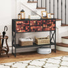 Console Table with 4 Fabric Drawers Shelf and Metal Frame-Coffee