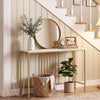 Console Table with Charging Station and Power Outlets for Hallway-White