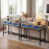 Console Table with Charging Station with Drawers and LED Lights-Grey