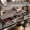 Console Table with Charging Station with Drawers and LED Lights-Grey