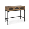 Console Table with Charging Station with Drawers and LED Lights-Natural