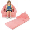 Convertible Kids Sofa 2-in-1 Fold out Toddler Couch Chair to Lounger Bed-Pink