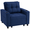 Blue armchair with cup holders on a white background