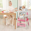 Convertible Baby High Chair with Double-layer Tray and Adjustable Backrest-Pink