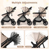 2-in-1 Convertible Baby Stroller with Reversible Seat and Adjustable Canopy-Beige
