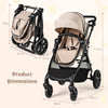 2-in-1 Convertible Baby Stroller with Reversible Seat and Adjustable Canopy-Beige