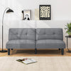 Convertible Folding Futon Sofa Bed with 6-Position Adjustable Backrest and Thick Cushion-Grey