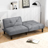 Convertible Folding Futon Sofa Bed with 6-Position Adjustable Backrest and Thick Cushion-Grey