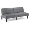 Convertible Folding Futon Sofa Bed with 6-Position Adjustable Backrest and Thick Cushion-Grey