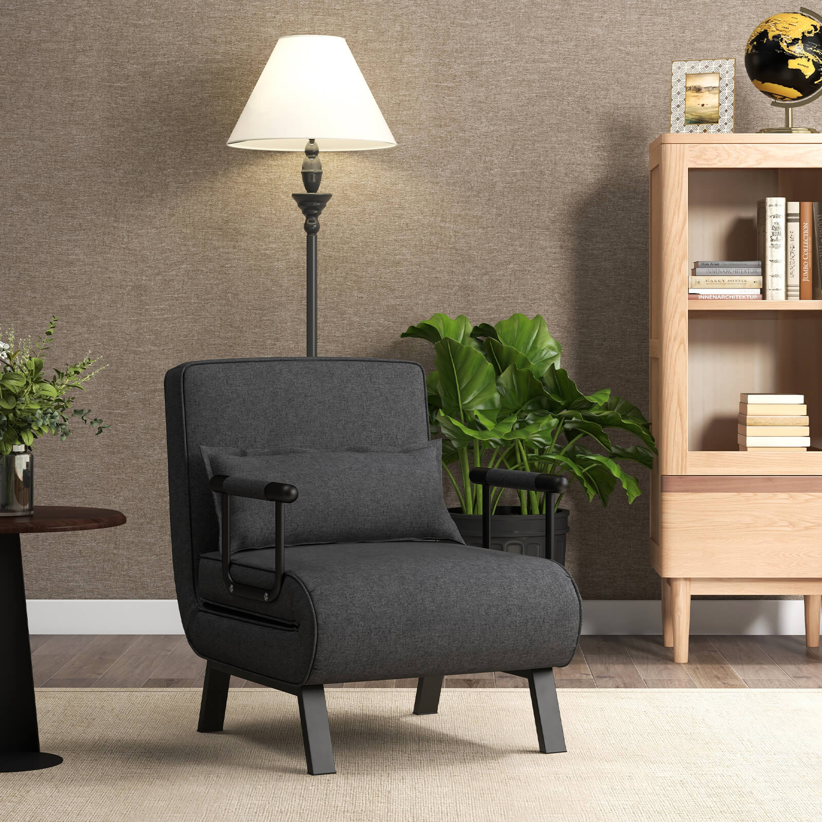 Convertible Sofa Bed 4-in-1 with 6-Position Adjustable Backrest-Dark Grey
