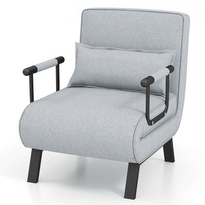 Convertible Sofa Bed 4-in-1 with 6-Position Adjustable Backrest-Light Grey