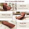 3-in-1 Convertible Sofa Bed with 5-Position Adjustable Backrest-Brown