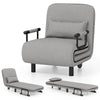 3-in-1 Convertible Sofa Bed with 5-Position Adjustable Backrest-Light Grey