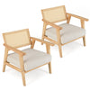 Corduroy Accent Chair Indoor Leisure Chair with Upholstered Seat Set of 2