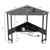 Corner Desk 90-degree Triangle Computer Desk with Power Outlet-Black
