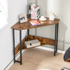 Corner Desk 90-degree Triangle Computer Desk with Power Outlet-Rustic Brown