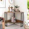Corner Desk 90-degree Triangle Computer Desk with Power Outlet-Rustic Brown