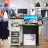 Corner Front Reception Counter Desk with Lockable Drawer-Black