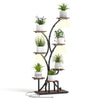 146CM Tall 8-Tier Corner Metal Plant Shelf for Multiple Plants-Walnut