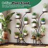 146CM Tall 8-Tier Corner Metal Plant Shelf for Multiple Plants-Rustic Brown