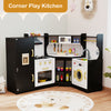 Wooden Corner Play Kitchen with Sounds and Lights-Black