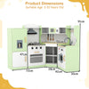 Wooden Corner Play Kitchen with Sounds and Lights-Green