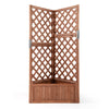 Corner Raised Garden Bed with Lattice Trellises Drainage Holes-Brown