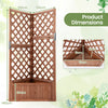 Corner Raised Garden Bed with Lattice Trellises Drainage Holes-Brown