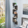 5-Tier Corner Shelf Wall Mount Floating Corner Bookshelf Corner Ladder Shelf-Grey