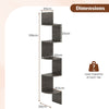 5-Tier Corner Shelf Wall Mount Floating Corner Bookshelf Corner Ladder Shelf-Grey