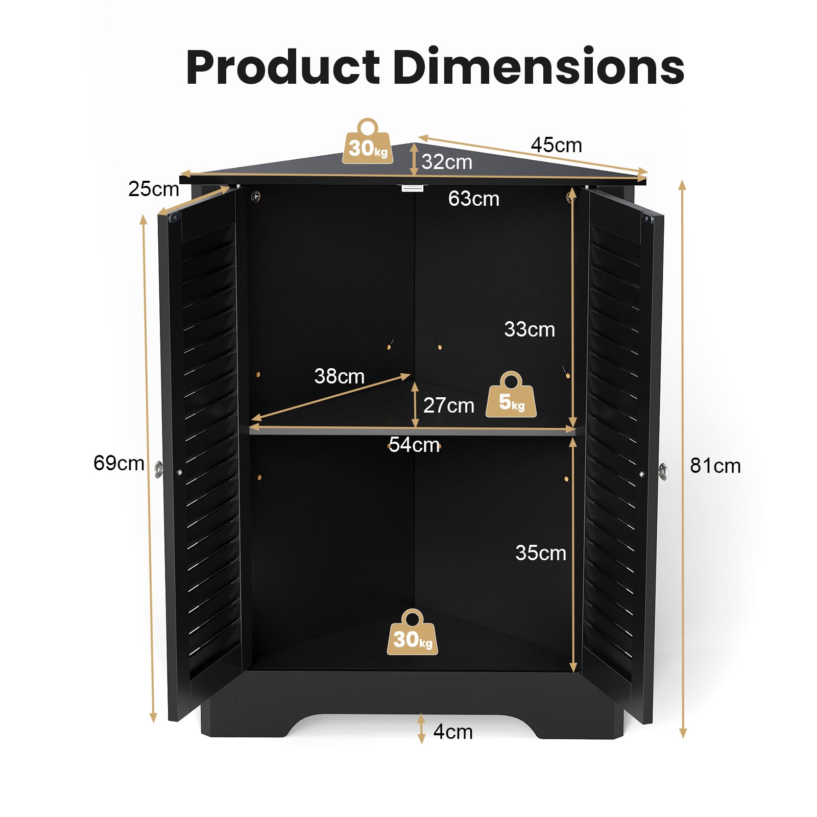 Corner Storage Cabinet Display Unit-Black