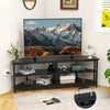 Corner TV Stand with AC Outlets and Storage Shelves-Black
