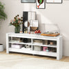 Corner TV Stand with Power Outlet and 4 Open Storage Shelves-White