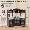 Kids Corner Wooden Play Kitchen with Coffee Machine Slide Microwave-Brown