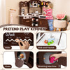 Kids Corner Wooden Play Kitchen with Coffee Machine Slide Microwave-Brown