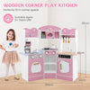 Kids Corner Wooden Play Kitchen with Coffee Machine Slide Microwave-Pink
